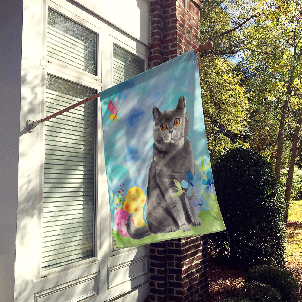 British Shorthair Easter Eggs House Flag 28x40 Porch Sleeve Pole Decorative Outside Yard Banner Artwork Wall Hanging, Polyester