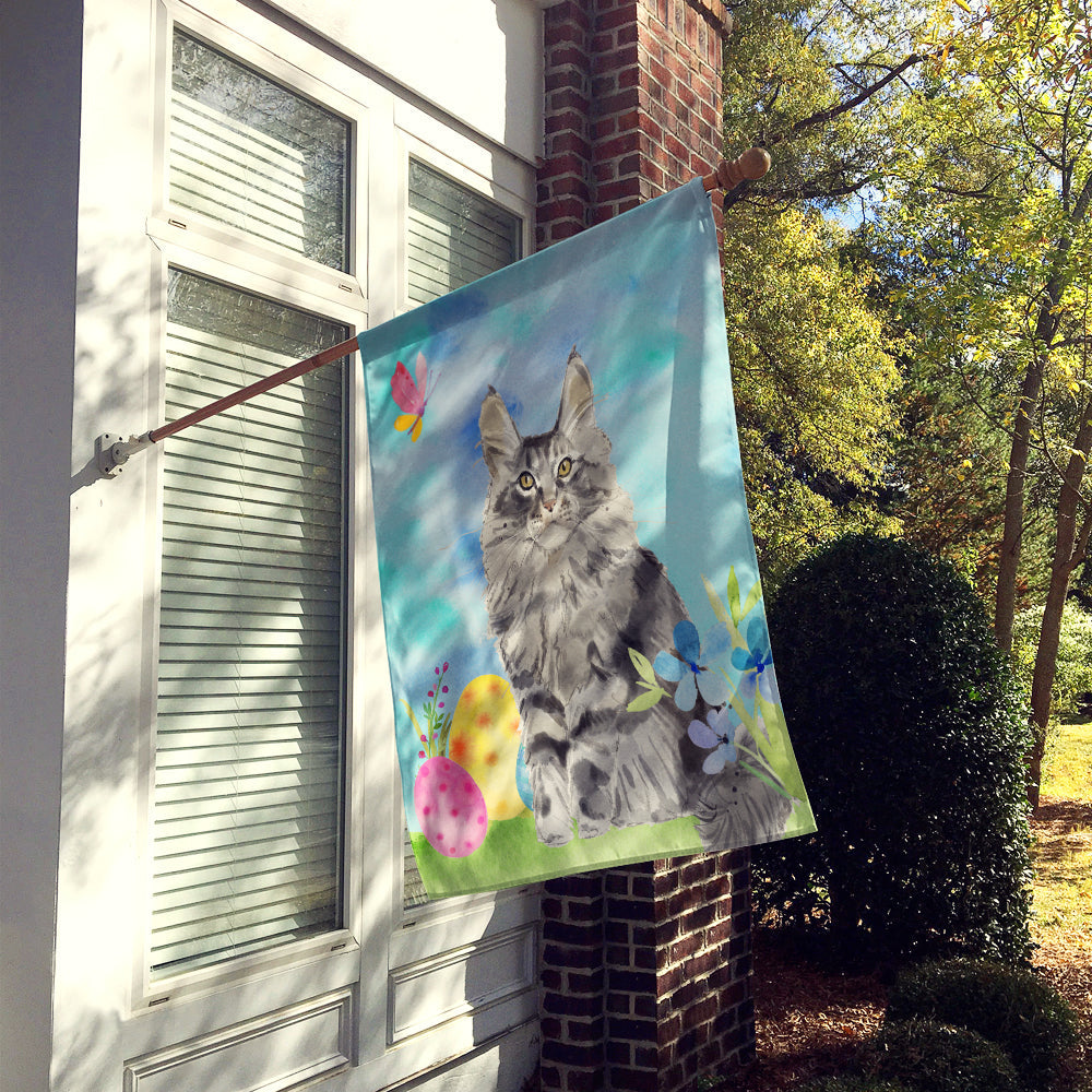 Maine Coon Easter Eggs House Flag 28x40 Porch Sleeve Pole Decorative Outside Yard Banner Artwork Wall Hanging, Polyester