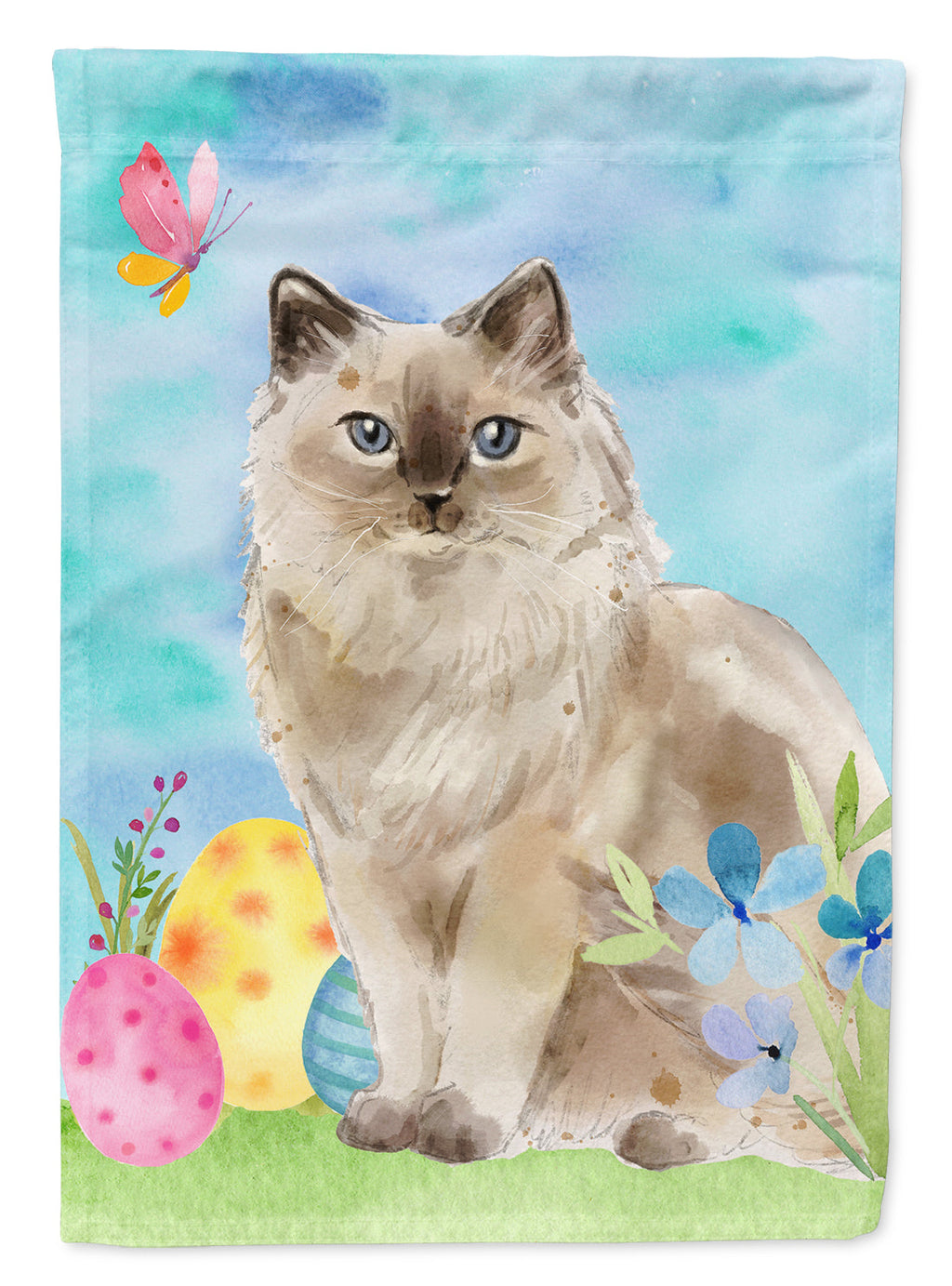 Ragdoll Easter Eggs House Flag 28x40 Porch Sleeve Pole Decorative Outside Yard Banner Artwork Wall Hanging, Polyester
