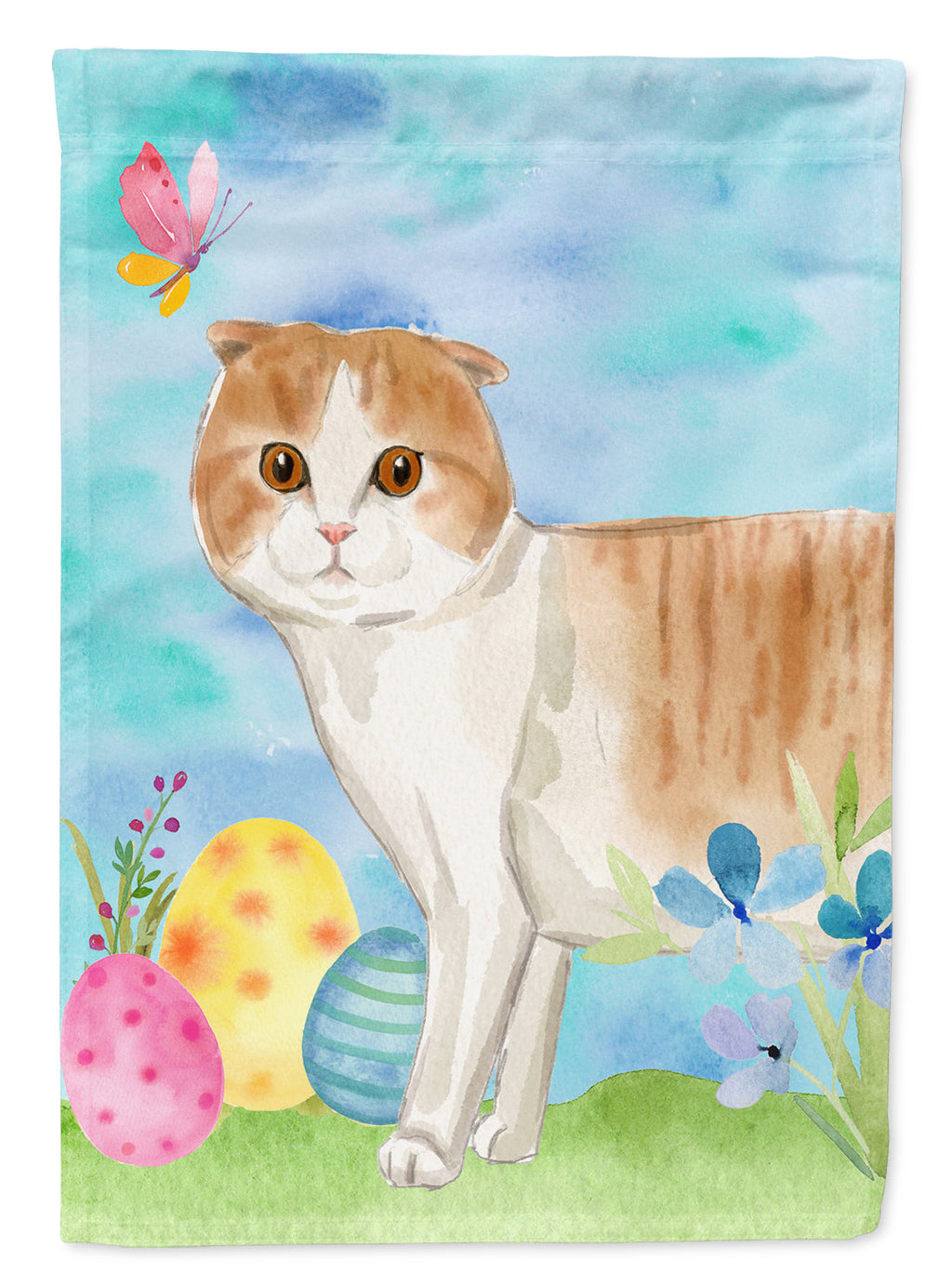 Scottish Fold Easter Eggs House Flag 28x40 Porch Sleeve Pole Decorative Outside Yard Banner Artwork Wall Hanging, Polyester