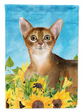 Abyssinian in Sunflowers House Flag 28x40 Porch Sleeve Pole Decorative Outside Yard Banner Artwork Wall Hanging, Polyester