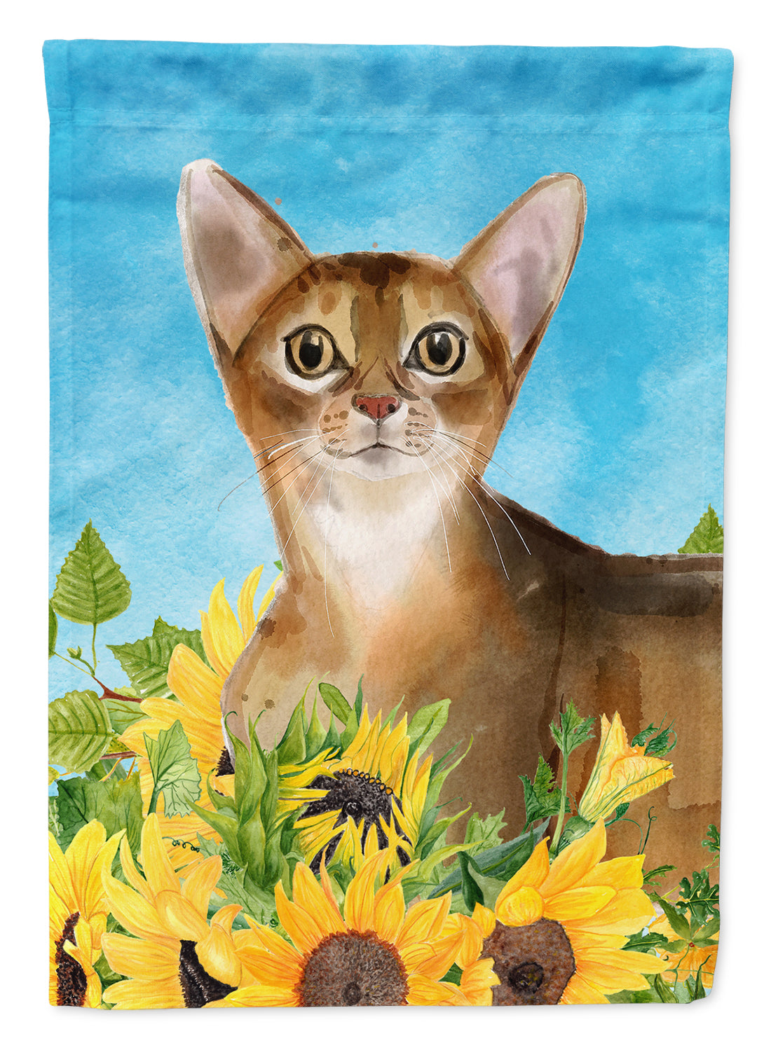 Abyssinian in Sunflowers House Flag 28x40 Porch Sleeve Pole Decorative Outside Yard Banner Artwork Wall Hanging, Polyester