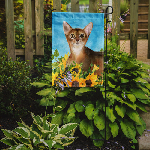 Abyssinian in Sunflowers Garden Flag Mailbox Decorative Yard Banner Outside Patio Artwork for Flower Beds, Garden Size, Multicolor