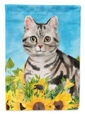 American Shorthair in Sunflowers House Flag 28x40 Porch Sleeve Pole Decorative Outside Yard Banner Artwork Wall Hanging, Polyester