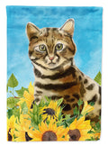 Bengal in Sunflowers House Flag 28x40 Porch Sleeve Pole Decorative Outside Yard Banner Artwork Wall Hanging, Polyester