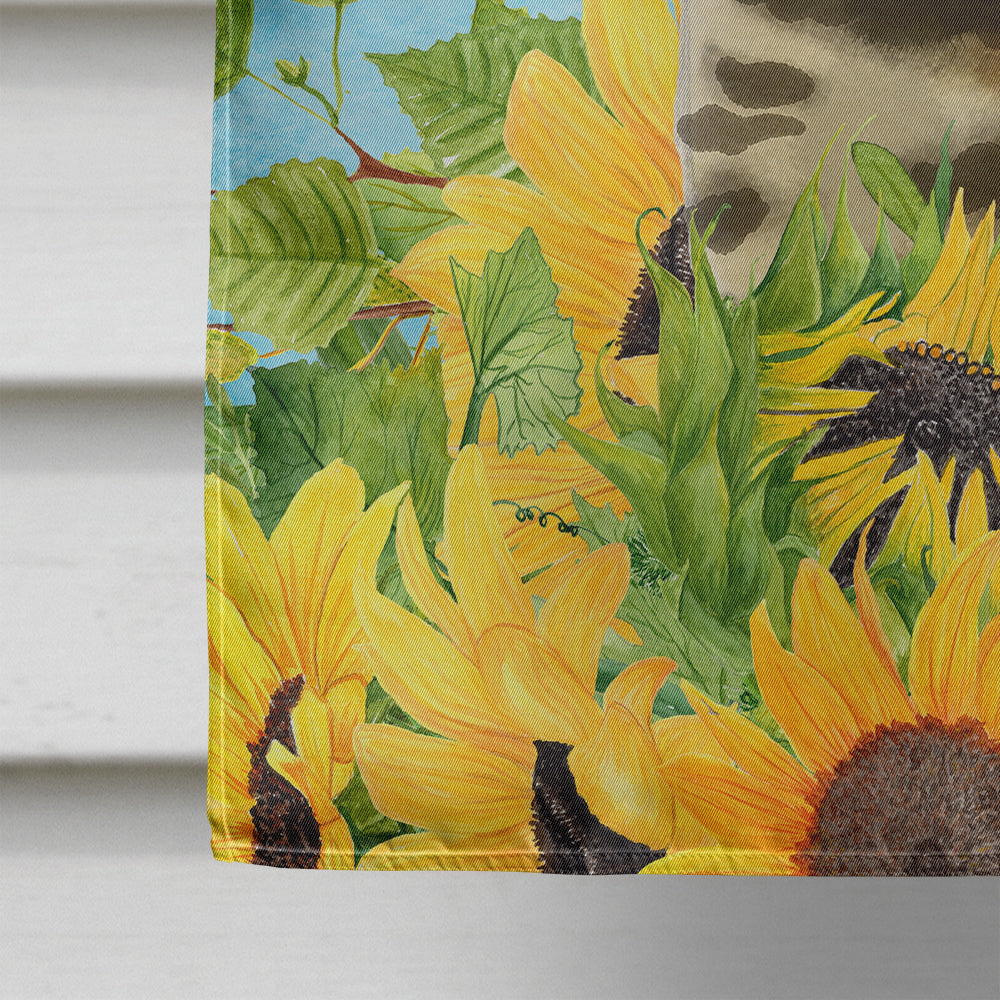 Bengal in Sunflowers House Flag 28x40 Porch Sleeve Pole Decorative Outside Yard Banner Artwork Wall Hanging, Polyester