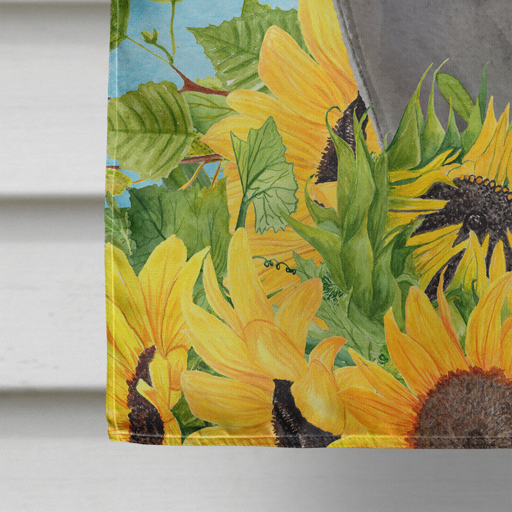 Blue Russian in Sunflowers House Flag 28x40 Porch Sleeve Pole Decorative Outside Yard Banner Artwork Wall Hanging, Polyester