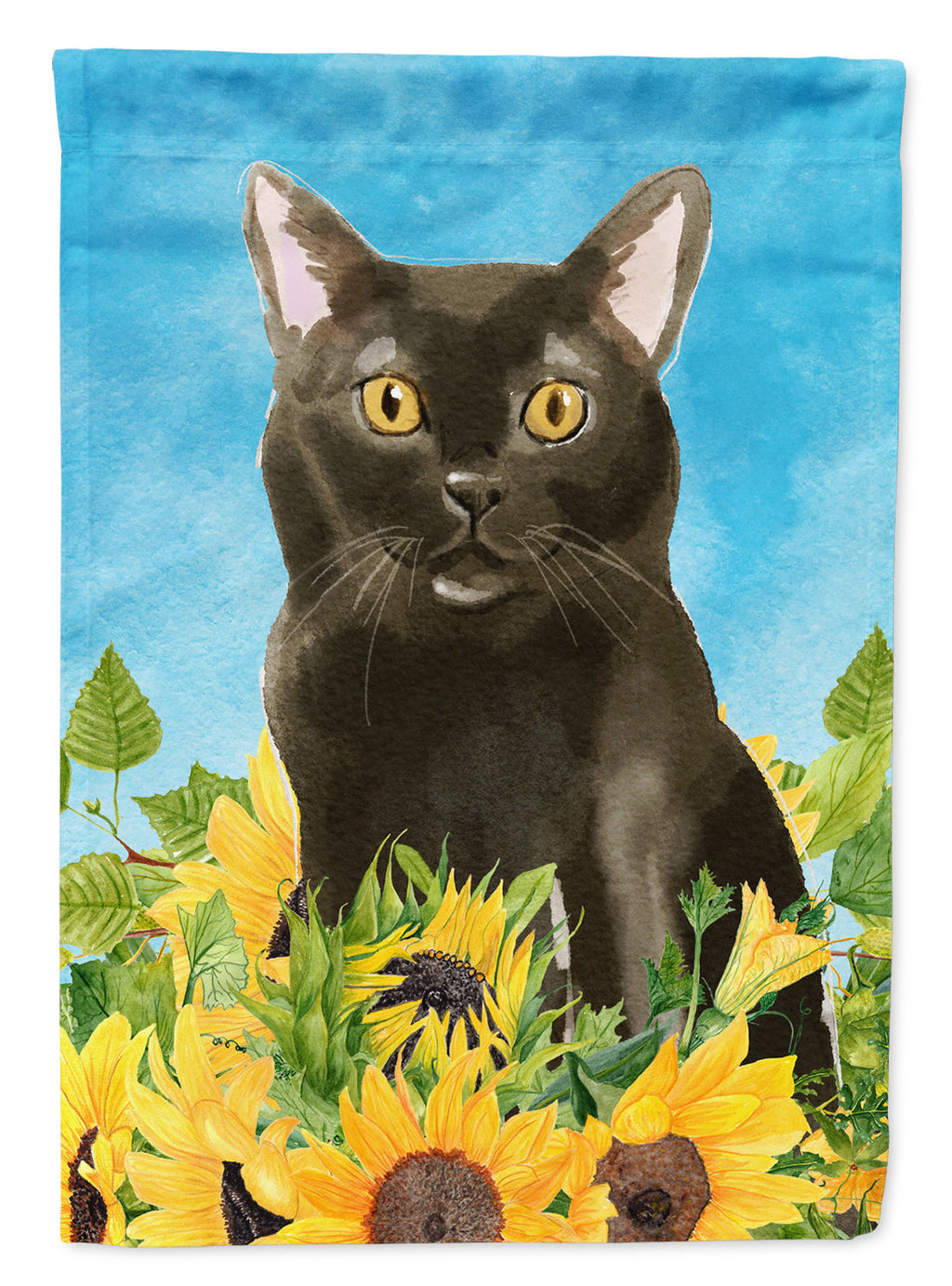 Bombay in Sunflowers House Flag 28x40 Porch Sleeve Pole Decorative Outside Yard Banner Artwork Wall Hanging, Polyester