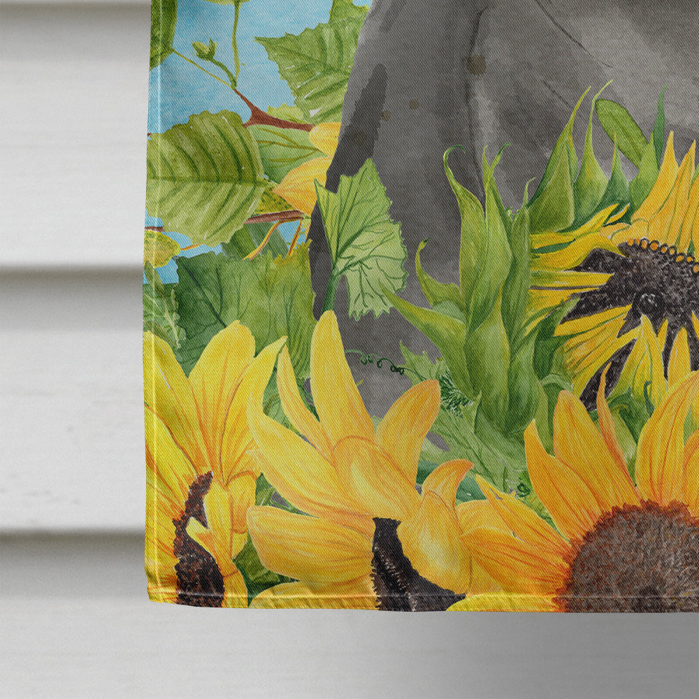 British Shorthair in Sunflowers House Flag 28x40 Porch Sleeve Pole Decorative Outside Yard Banner Artwork Wall Hanging, Polyester