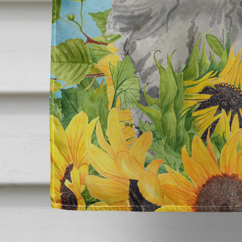 Maine Coon in Sunflowers House Flag 28x40 Porch Sleeve Pole Decorative Outside Yard Banner Artwork Wall Hanging, Polyester