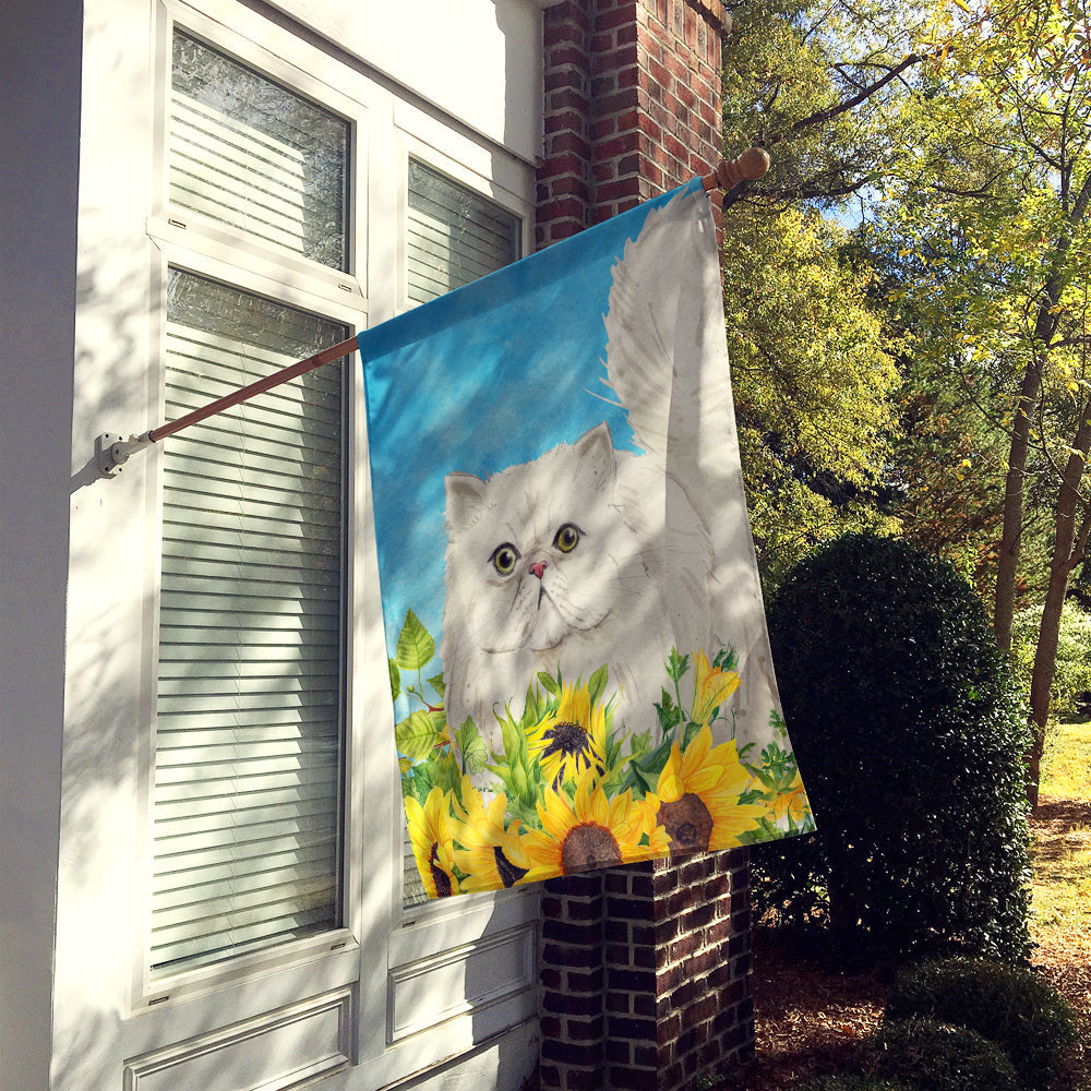 Persian in Sunflowers House Flag 28x40 Porch Sleeve Pole Decorative Outside Yard Banner Artwork Wall Hanging, Polyester