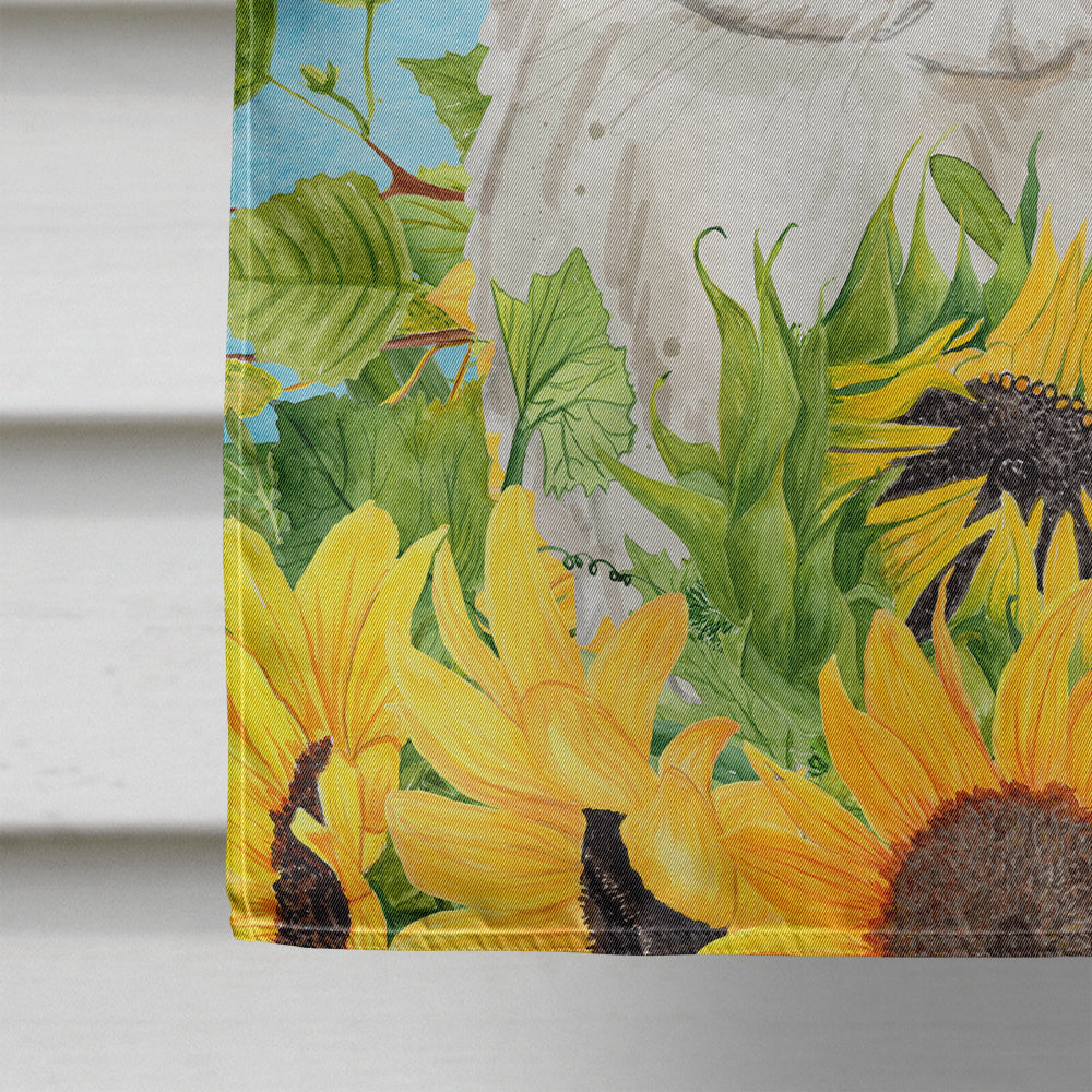 Persian in Sunflowers House Flag 28x40 Porch Sleeve Pole Decorative Outside Yard Banner Artwork Wall Hanging, Polyester
