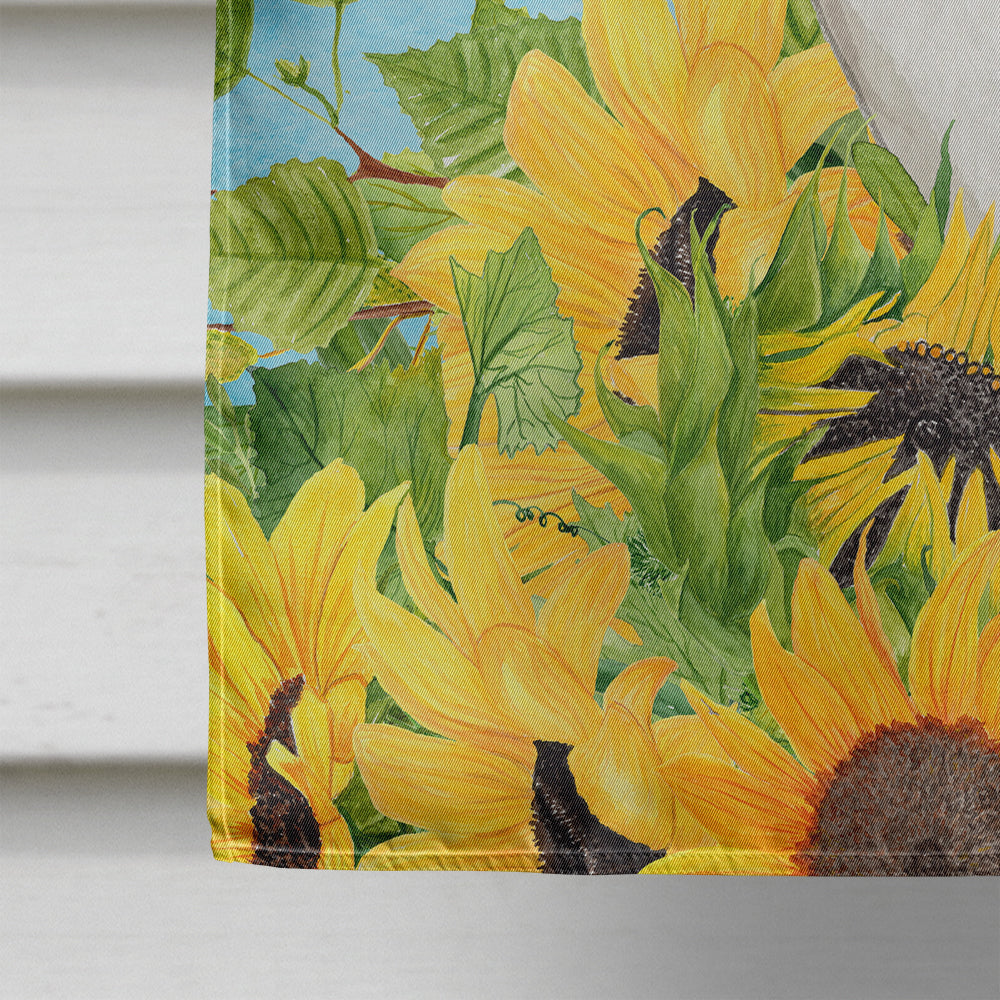 Scottish Fold in Sunflowers House Flag 28x40 Porch Sleeve Pole Decorative Outside Yard Banner Artwork Wall Hanging, Polyester