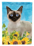 Siamese in Sunflowers House Flag 28x40 Porch Sleeve Pole Decorative Outside Yard Banner Artwork Wall Hanging, Polyester