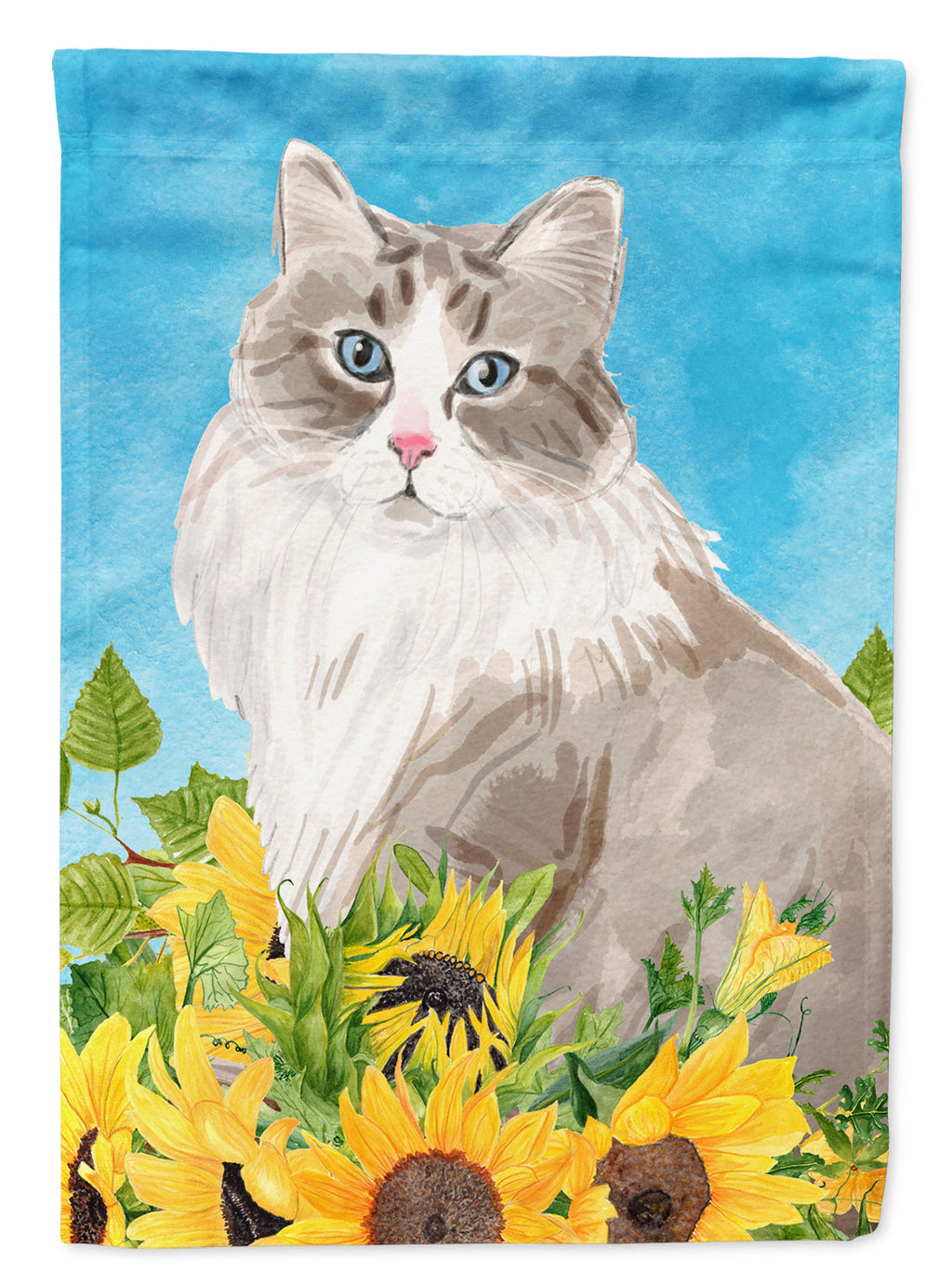 Siberian in Sunflowers House Flag 28x40 Porch Sleeve Pole Decorative Outside Yard Banner Artwork Wall Hanging, Polyester
