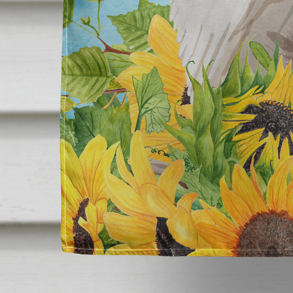 Siberian in Sunflowers House Flag 28x40 Porch Sleeve Pole Decorative Outside Yard Banner Artwork Wall Hanging, Polyester