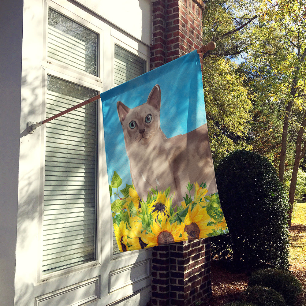 Tonkinese in Sunflowers House Flag 28x40 Porch Sleeve Pole Decorative Outside Yard Banner Artwork Wall Hanging, Polyester