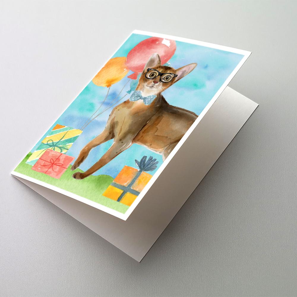 Abyssinian Happy Birthday Greeting Cards Pack of 8 Blank Cards with Envelopes Whimsical A7 Size 5x7