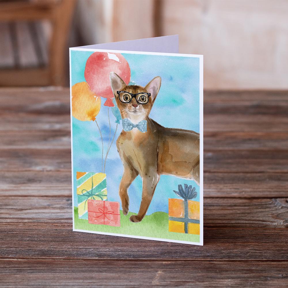 Abyssinian Happy Birthday Greeting Cards Pack of 8 Blank Cards with Envelopes Whimsical A7 Size 5x7