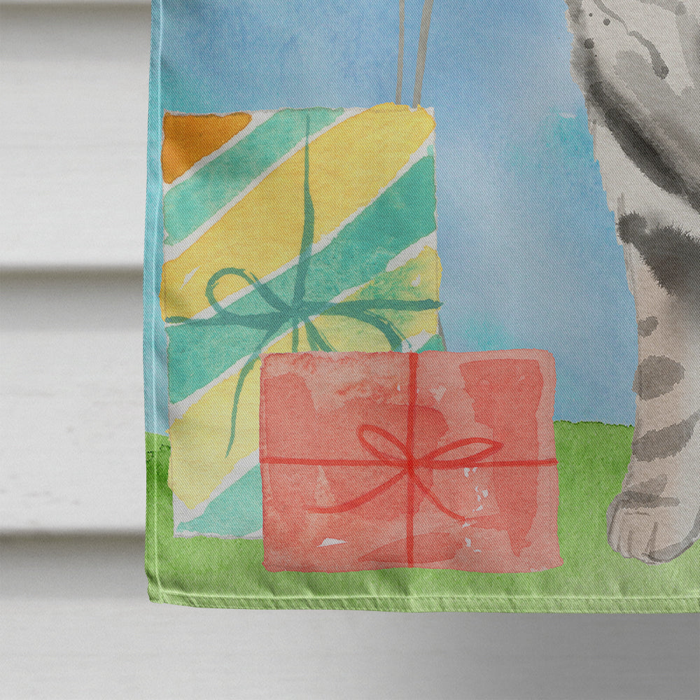 American Shorthair Happy Birthday House Flag 28x40 Porch Sleeve Pole Decorative Outside Yard Banner Artwork Wall Hanging, Polyester