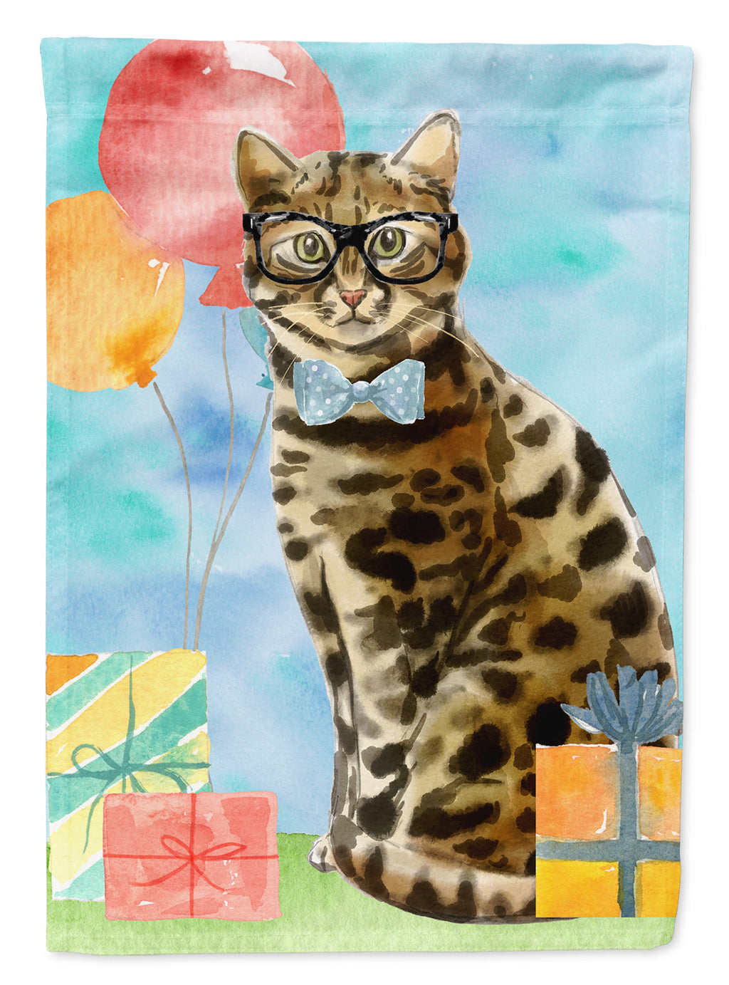 Bengal Happy Birthday House Flag 28x40 Porch Sleeve Pole Decorative Outside Yard Banner Artwork Wall Hanging, Polyester