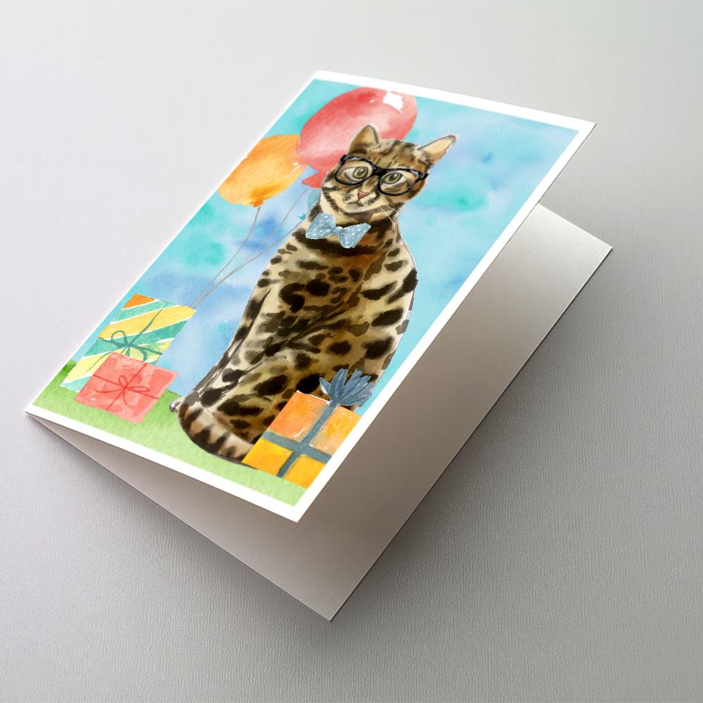 Bengal Happy Birthday Greeting Cards Pack of 8 Blank Cards with Envelopes Whimsical A7 Size 5x7