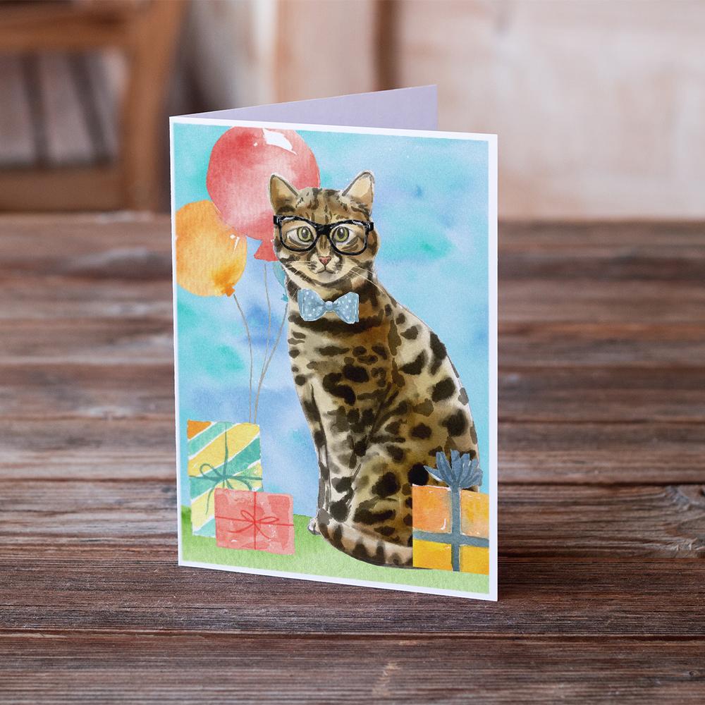 Bengal Happy Birthday Greeting Cards Pack of 8 Blank Cards with Envelopes Whimsical A7 Size 5x7
