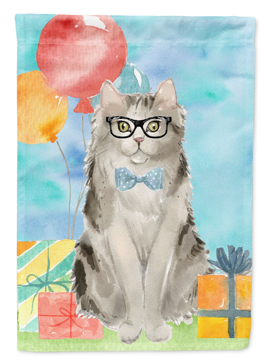 Ragamuffin Happy Birthday House Flag 28x40 Porch Sleeve Pole Decorative Outside Yard Banner Artwork Wall Hanging, Polyester