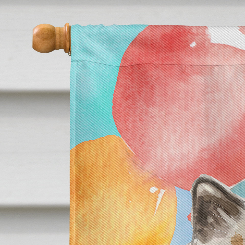 Ragdoll Happy Birthday House Flag 28x40 Porch Sleeve Pole Decorative Outside Yard Banner Artwork Wall Hanging, Polyester
