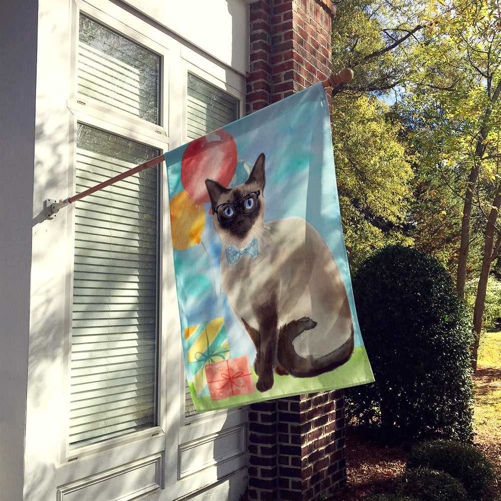 Siamese Happy Birthday House Flag 28x40 Porch Sleeve Pole Decorative Outside Yard Banner Artwork Wall Hanging, Polyester