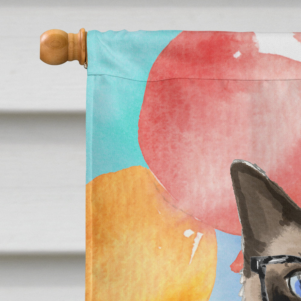 Siamese Happy Birthday House Flag 28x40 Porch Sleeve Pole Decorative Outside Yard Banner Artwork Wall Hanging, Polyester