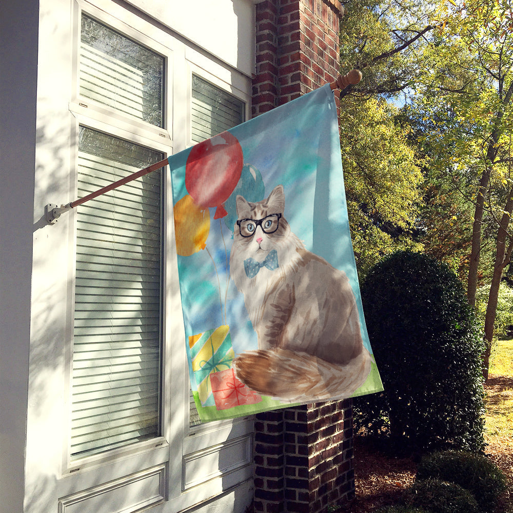 Siberian Happy Birthday House Flag 28x40 Porch Sleeve Pole Decorative Outside Yard Banner Artwork Wall Hanging, Polyester
