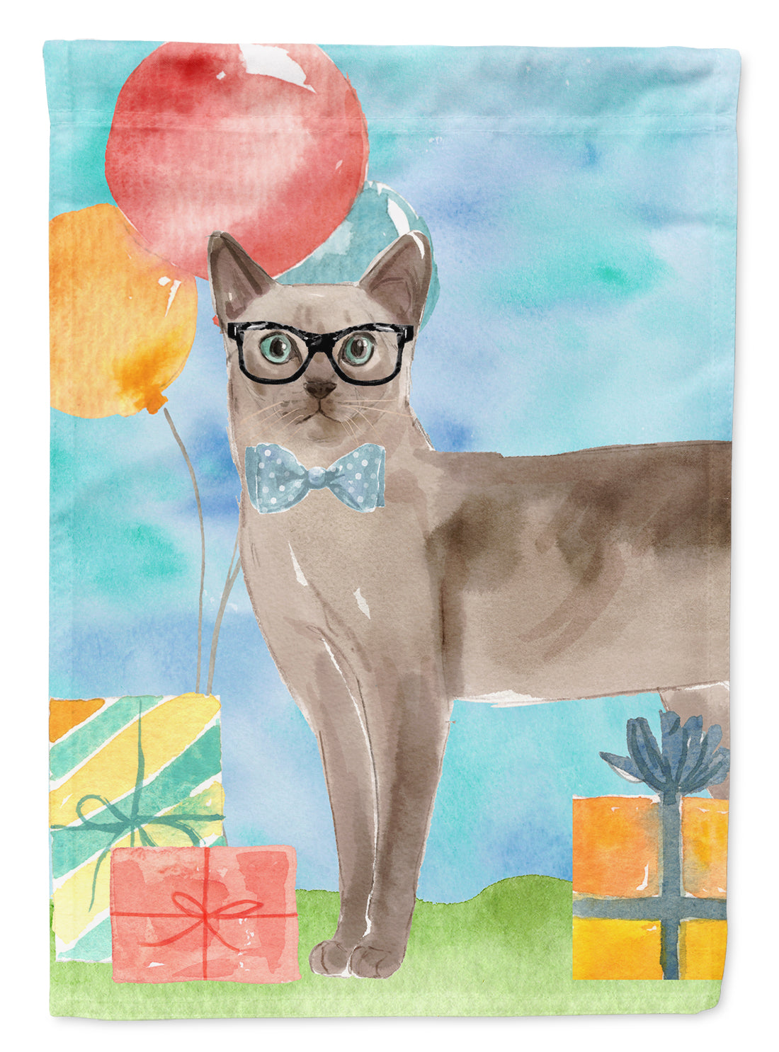 Tonkinese Happy Birthday House Flag 28x40 Porch Sleeve Pole Decorative Outside Yard Banner Artwork Wall Hanging, Polyester