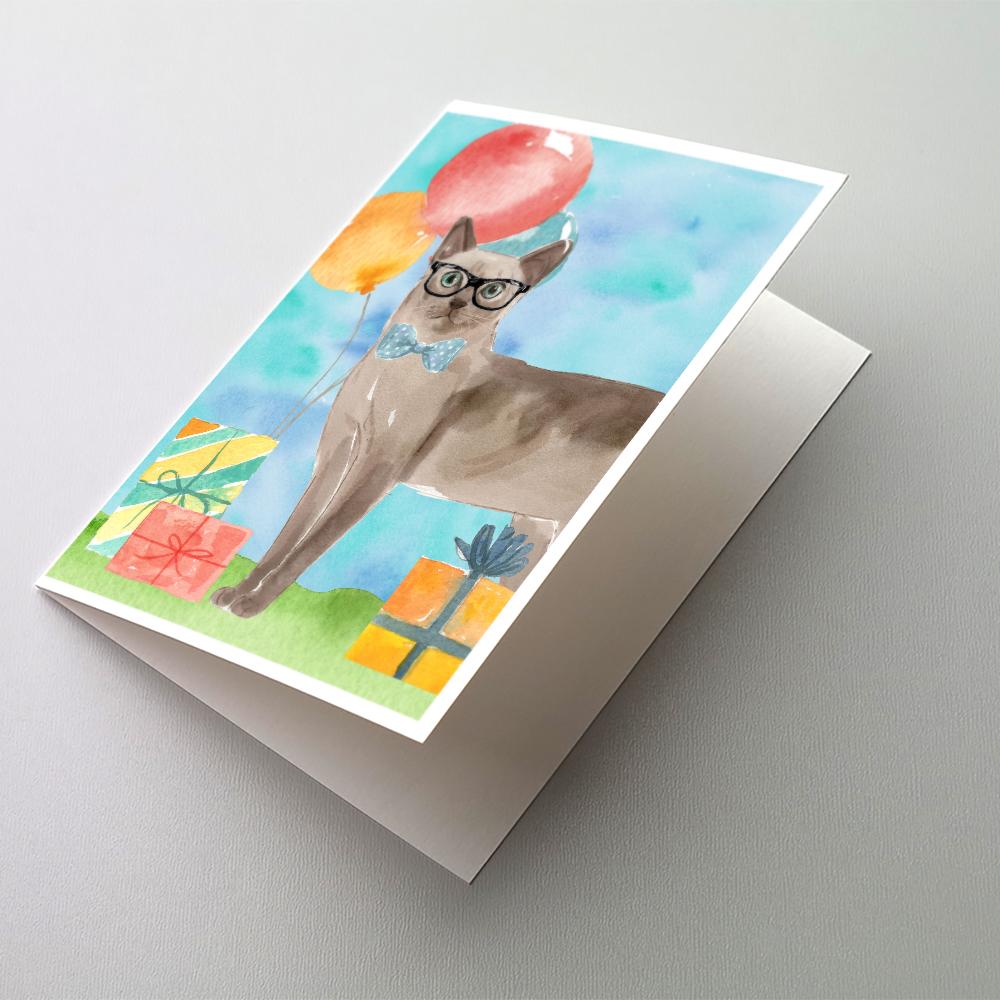 Tonkinese Happy Birthday Greeting Cards Pack of 8 Blank Cards with Envelopes Whimsical A7 Size 5x7