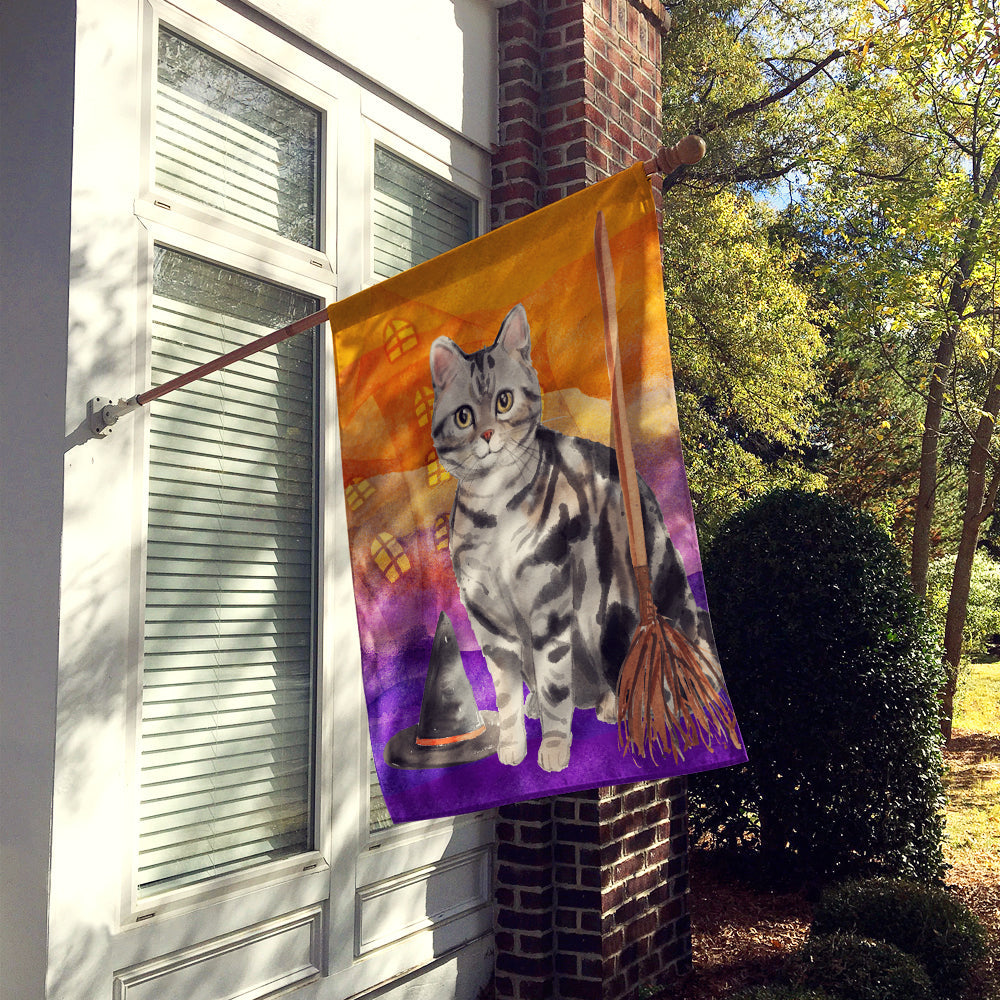 American Shorthair Halloween House Flag 28x40 Porch Sleeve Pole Decorative Outside Yard Banner Artwork Wall Hanging, Polyester