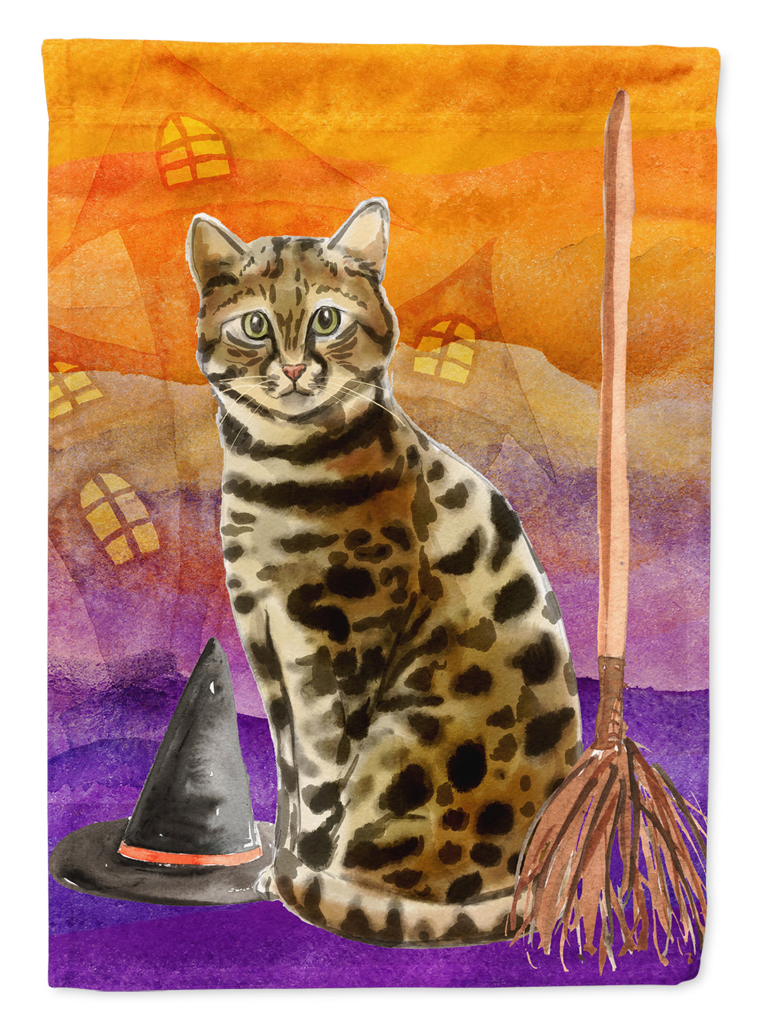 Bengal Halloween House Flag 28x40 Porch Sleeve Pole Decorative Outside Yard Banner Artwork Wall Hanging, Polyester