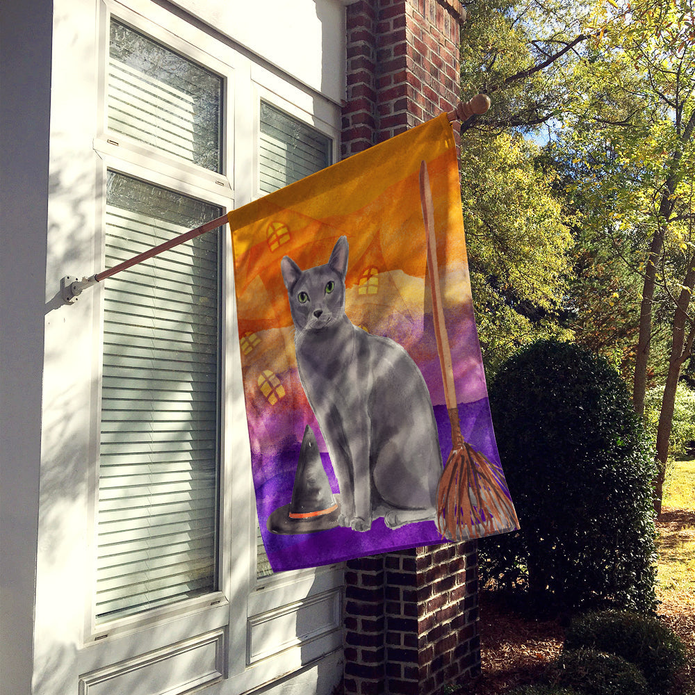 Blue Russian Halloween House Flag 28x40 Porch Sleeve Pole Decorative Outside Yard Banner Artwork Wall Hanging, Polyester