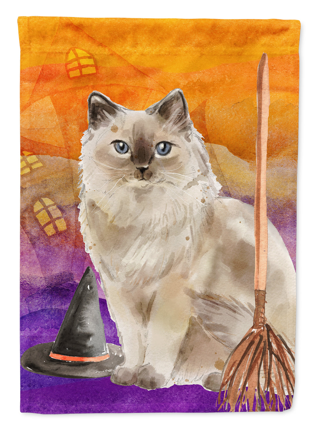 Ragdoll Halloween House Flag 28x40 Porch Sleeve Pole Decorative Outside Yard Banner Artwork Wall Hanging, Polyester