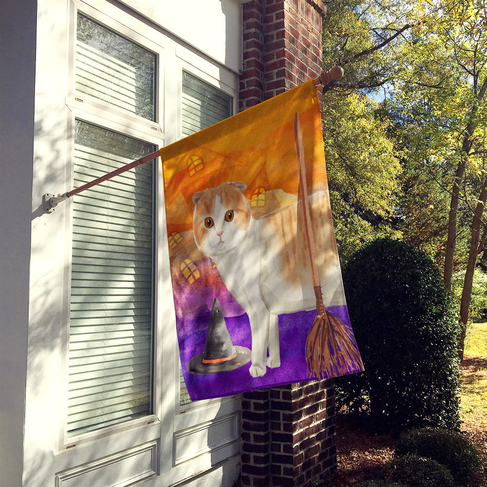 Scottish Fold Halloween House Flag 28x40 Porch Sleeve Pole Decorative Outside Yard Banner Artwork Wall Hanging, Polyester