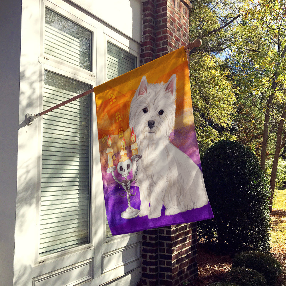 Halloween Westie House Flag 28x40 Porch Sleeve Pole Decorative Outside Yard Banner Artwork Wall Hanging, Polyester