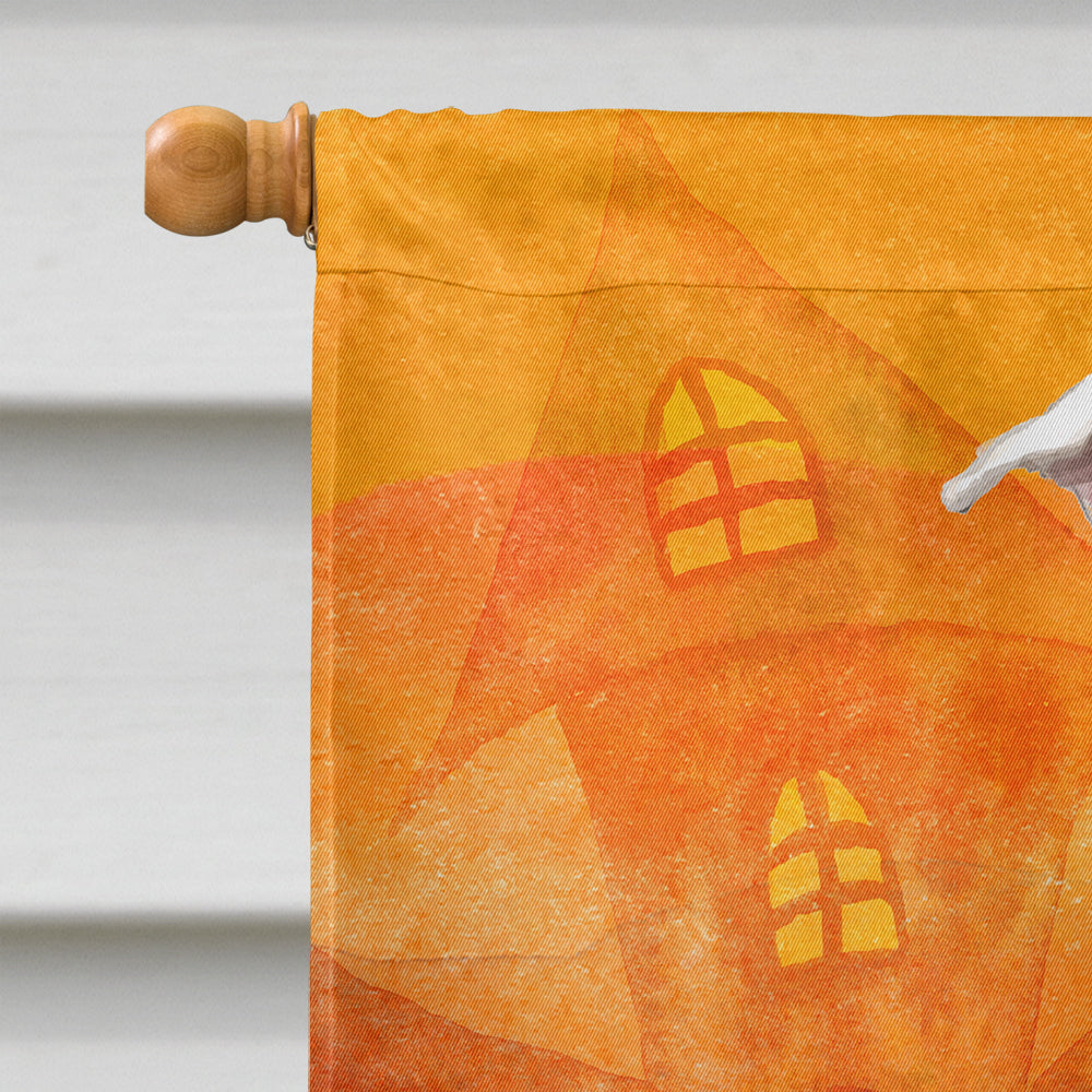 Halloween White Staffordshire Bull Terrier House Flag 28x40 Porch Sleeve Pole Decorative Outside Yard Banner Artwork Wall Hanging, Polyester