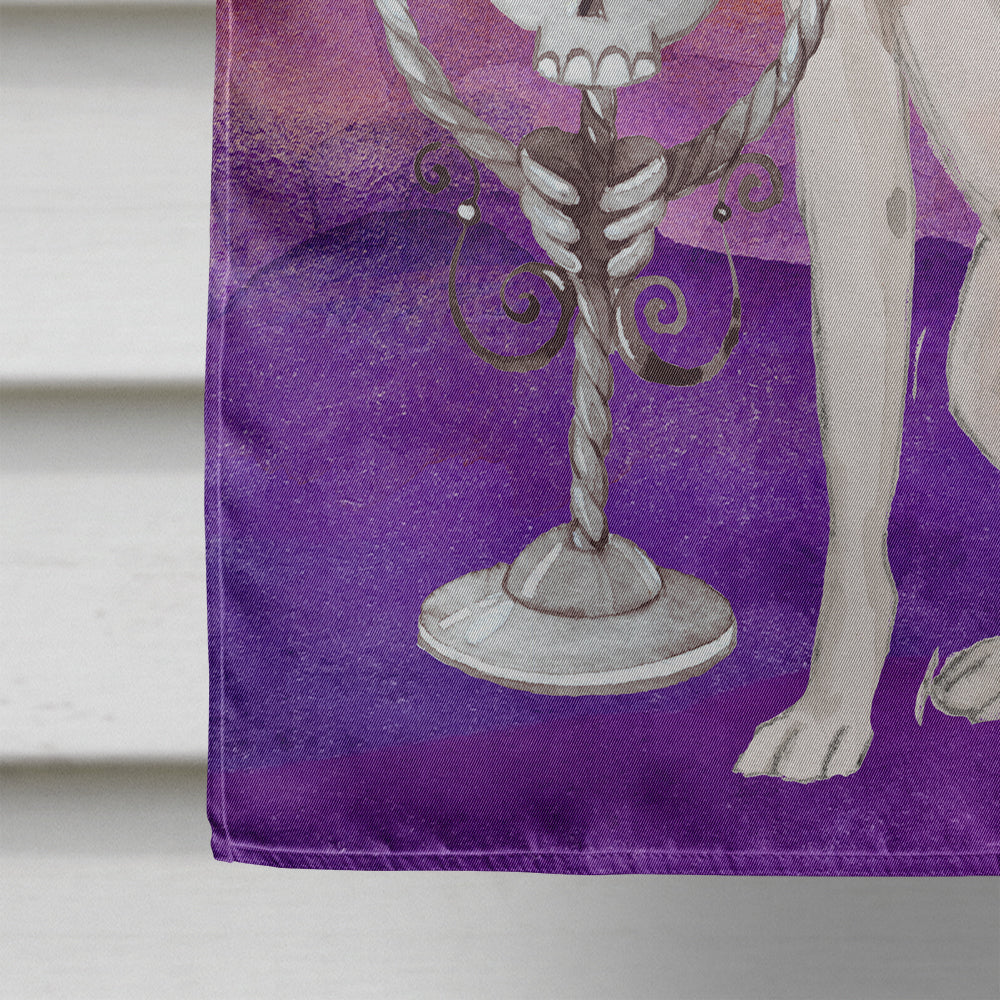 Halloween White Staffordshire Bull Terrier House Flag 28x40 Porch Sleeve Pole Decorative Outside Yard Banner Artwork Wall Hanging, Polyester