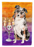 Halloween Australian Shepherd House Flag 28x40 Porch Sleeve Pole Decorative Outside Yard Banner Artwork Wall Hanging, Polyester