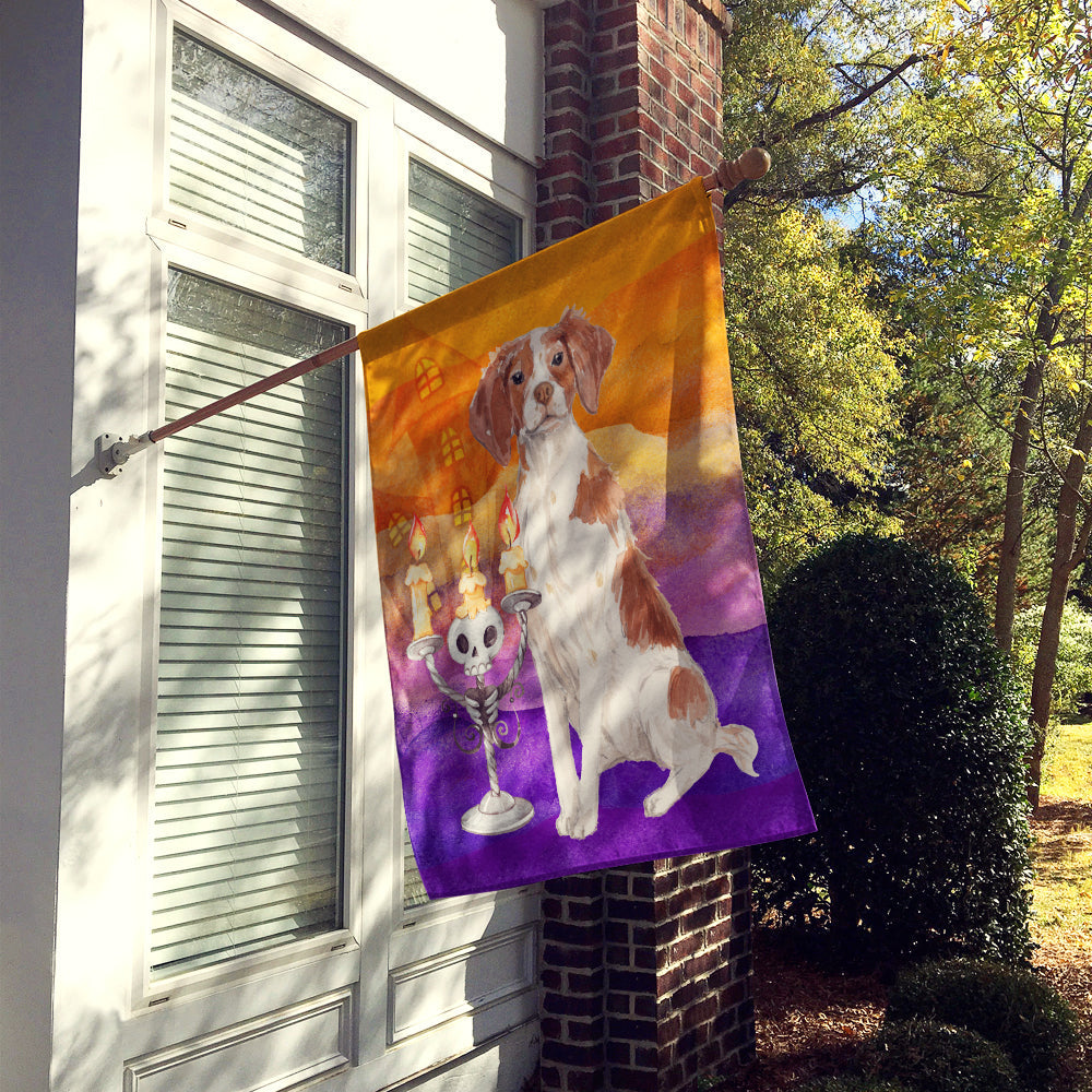 Halloween Brittany Spaniel House Flag 28x40 Porch Sleeve Pole Decorative Outside Yard Banner Artwork Wall Hanging, Polyester