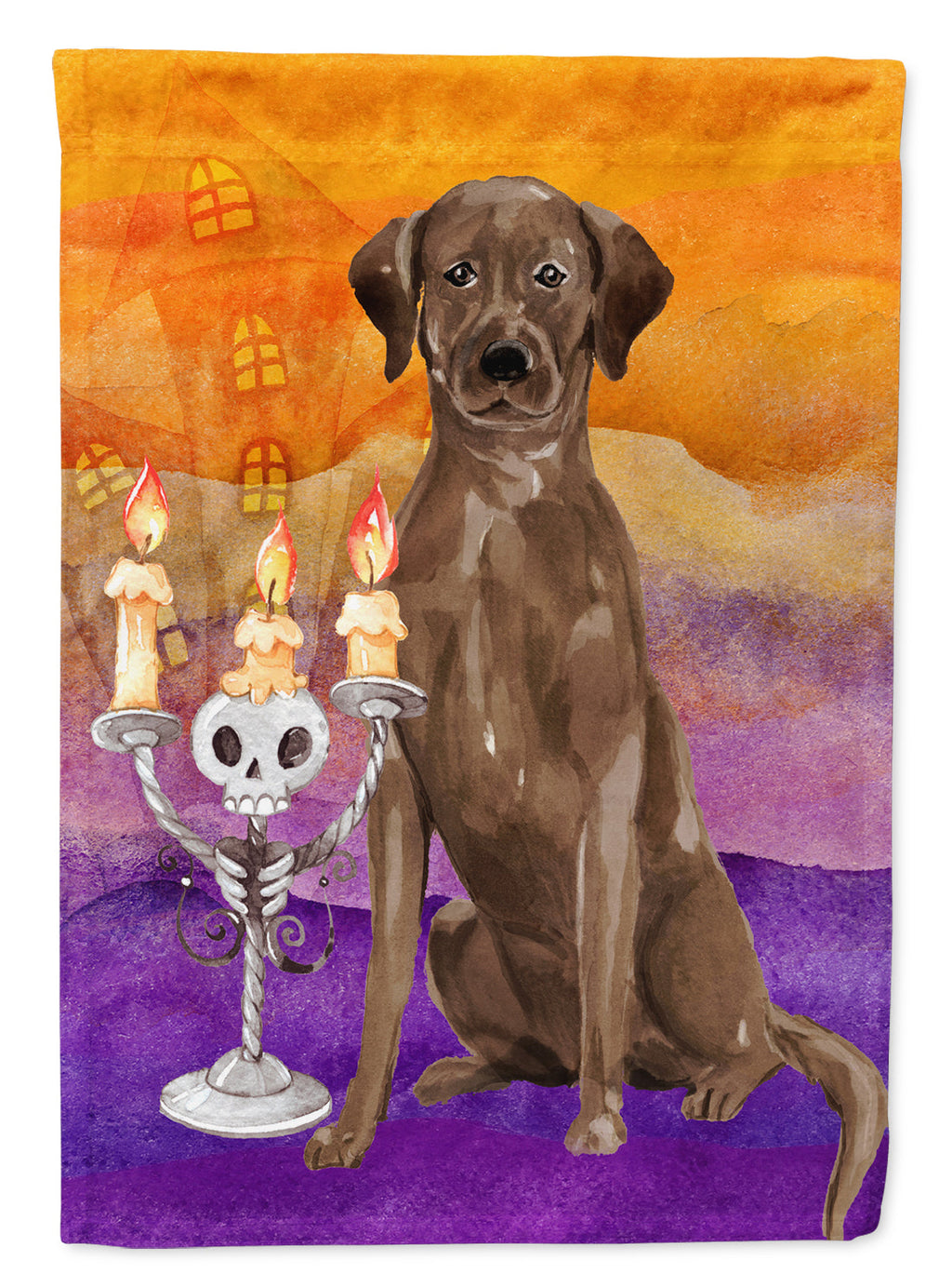 Halloween Chocolate Labrador Retriever House Flag 28x40 Porch Sleeve Pole Decorative Outside Yard Banner Artwork Wall Hanging, Polyester