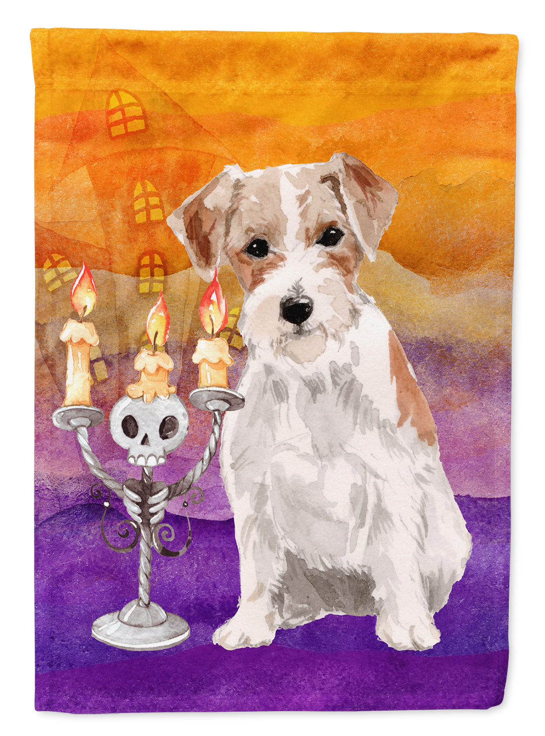 Halloween Jack Russell Terrier House Flag 28x40 Porch Sleeve Pole Decorative Outside Yard Banner Artwork Wall Hanging, Polyester