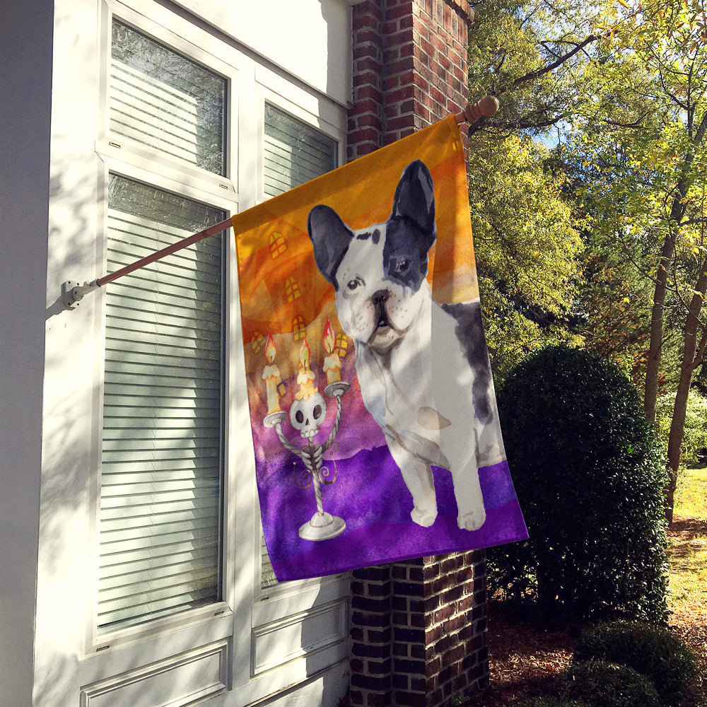 Halloween French Bulldog House Flag 28x40 Porch Sleeve Pole Decorative Outside Yard Banner Artwork Wall Hanging, Polyester