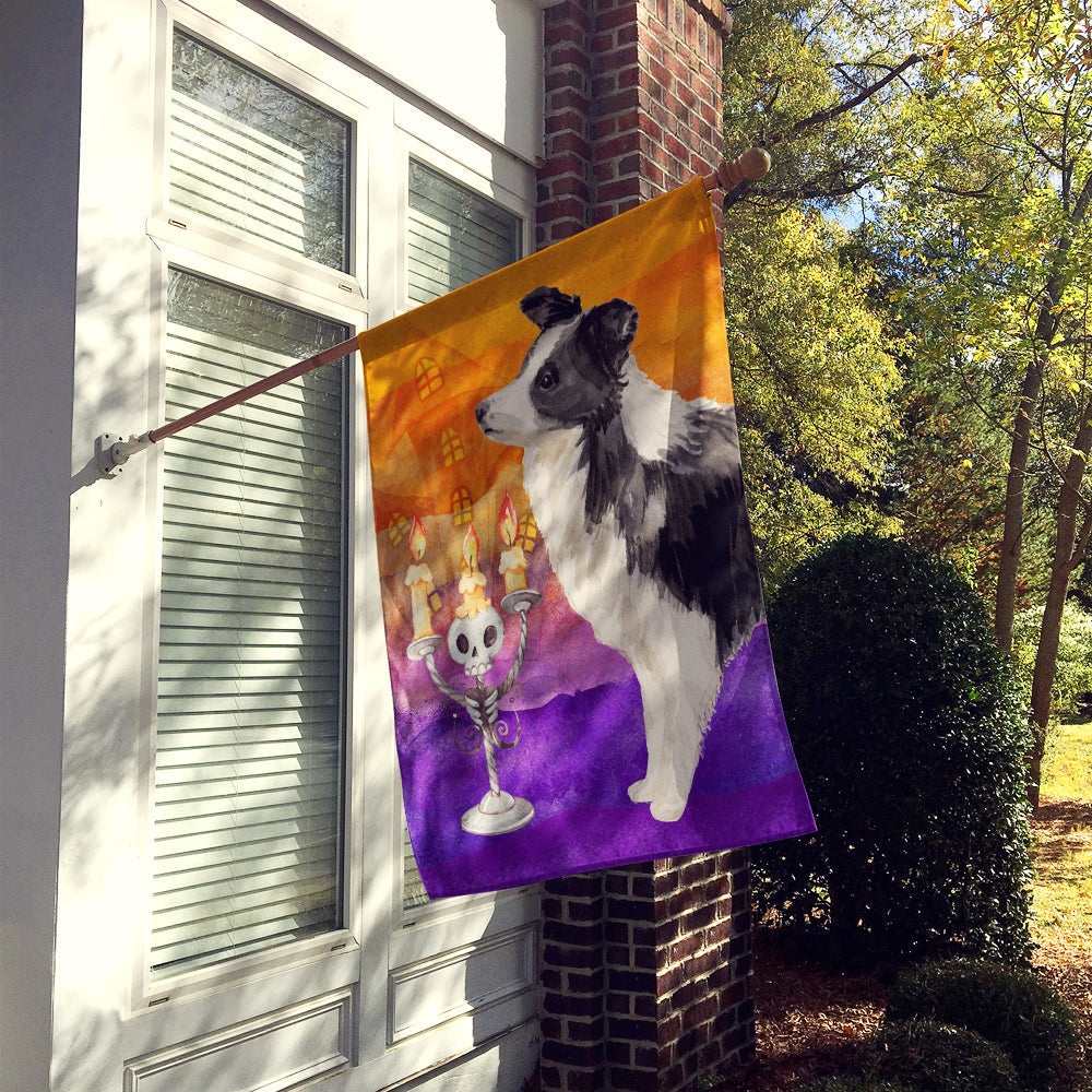 Halloween Border Collie House Flag 28x40 Porch Sleeve Pole Decorative Outside Yard Banner Artwork Wall Hanging, Polyester