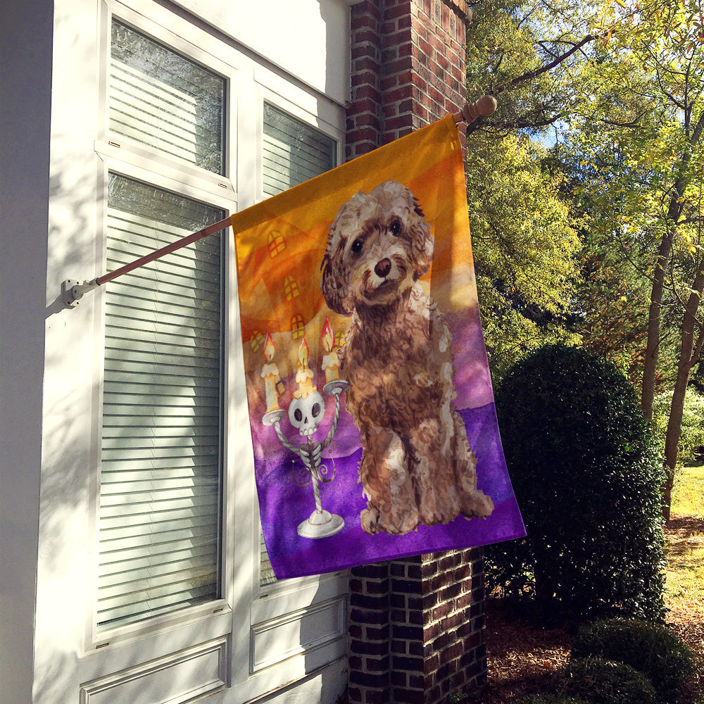 Halloween Brown Cockapoo House Flag 28x40 Porch Sleeve Pole Decorative Outside Yard Banner Artwork Wall Hanging, Polyester