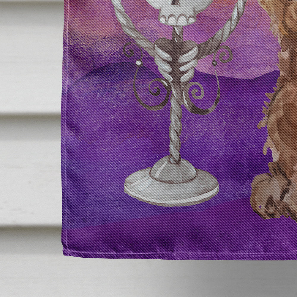 Halloween Brown Cockapoo House Flag 28x40 Porch Sleeve Pole Decorative Outside Yard Banner Artwork Wall Hanging, Polyester